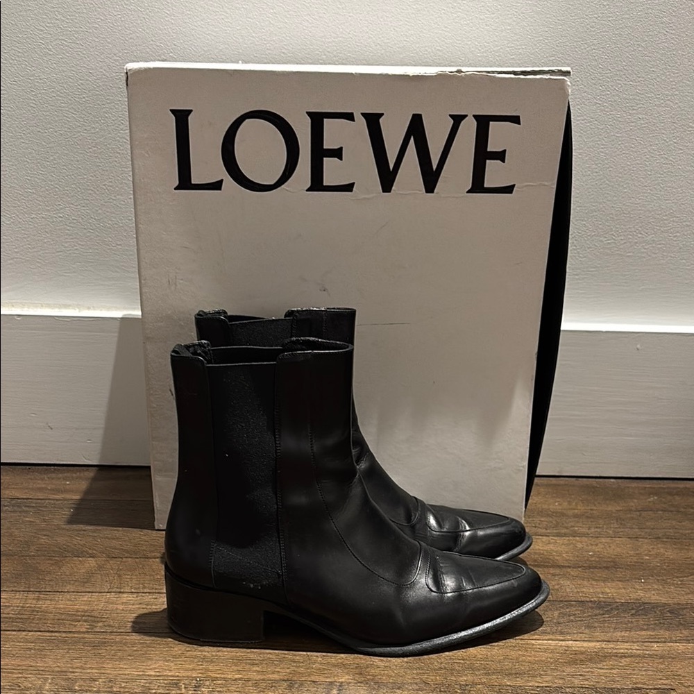 Loewe Black Leather Ankle Boots